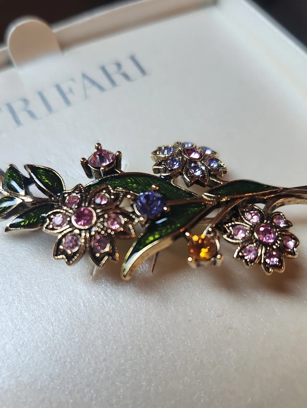 VTG Trifari Multicolored Enamel Floral Brooch